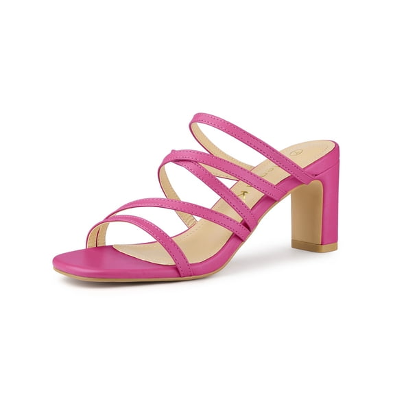 BLISSFUL STEP Women's Sandals Block Heels Crisscross Strap Sandals