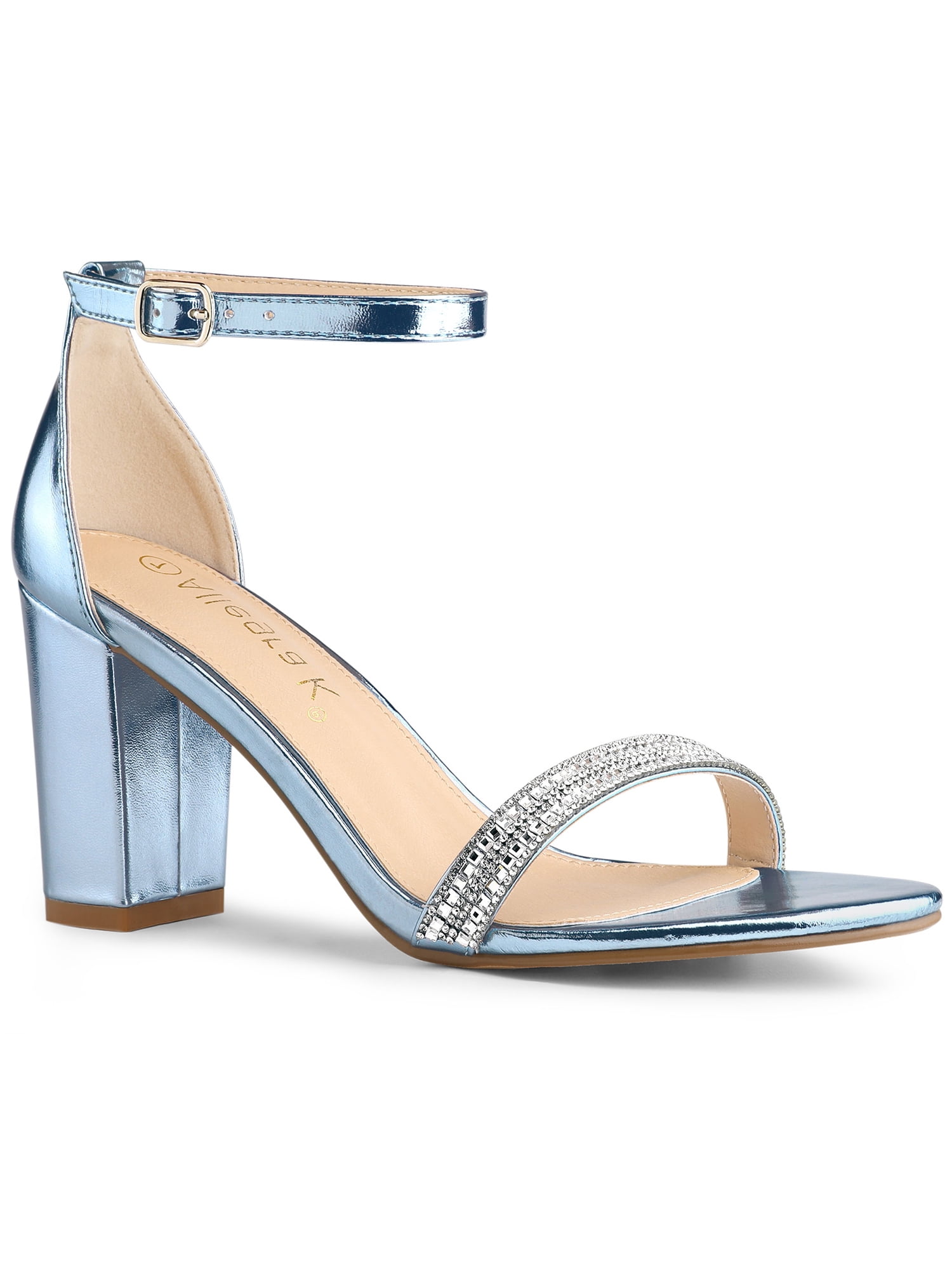 Light Blue Heels For Prom BLISSFUL STEP Women's PU Ankle Strap