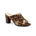 thumbnail image 1 of BLISSFUL STEP Women's Sandals Block Heels Crisscross Strap Mules Slide Sandals Leopard 5.5, 1 of 8