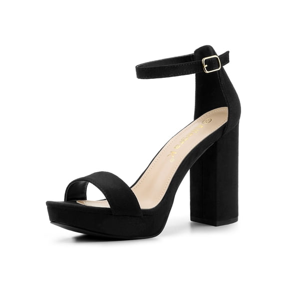 Allegra K Women's Open Toe Platform Ankle Strap Block Heel Sandals