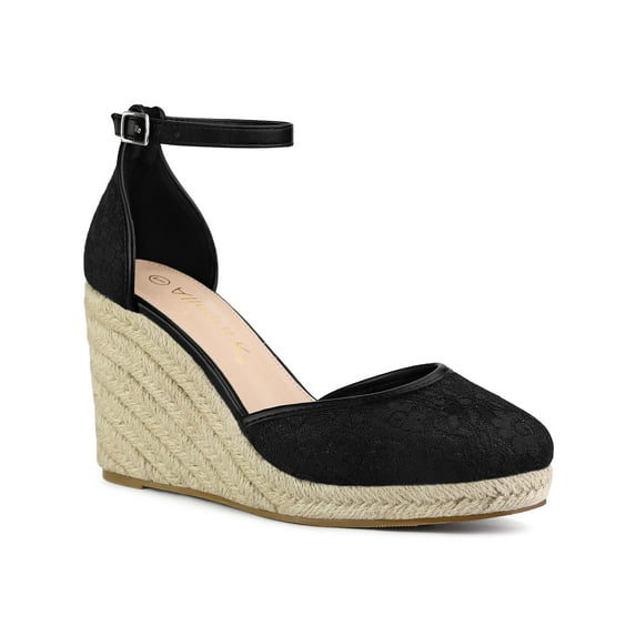 BLISSFUL STEP Women's Sandals Espadrille Lace Wedge Heels Platform Sandals