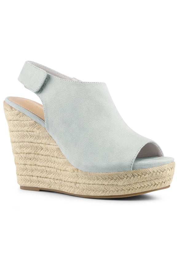 Women's Espadrilles Platform Heel Wedges Sandals Grey 6