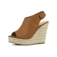 thumbnail image 1 of BLISSFUL STEP Women's Espadrilles Platform Heel Wedges Sandals Brown 9, 1 of 8
