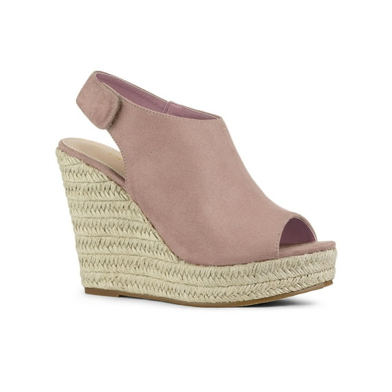 BLISSFUL STEP Women's Espadrilles Platform Heel Wedges Sandals Dust Pink 5.5
