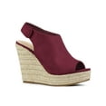 thumbnail image 1 of BLISSFUL STEP Women's Espadrilles Platform Heel Wedges Sandals Burgundy 8, 1 of 7