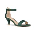 thumbnail image 1 of BLISSFUL STEP Women's Shoes Kitten Heel Ankle Strap Open Toe Sandals Dark Green 10, 1 of 7