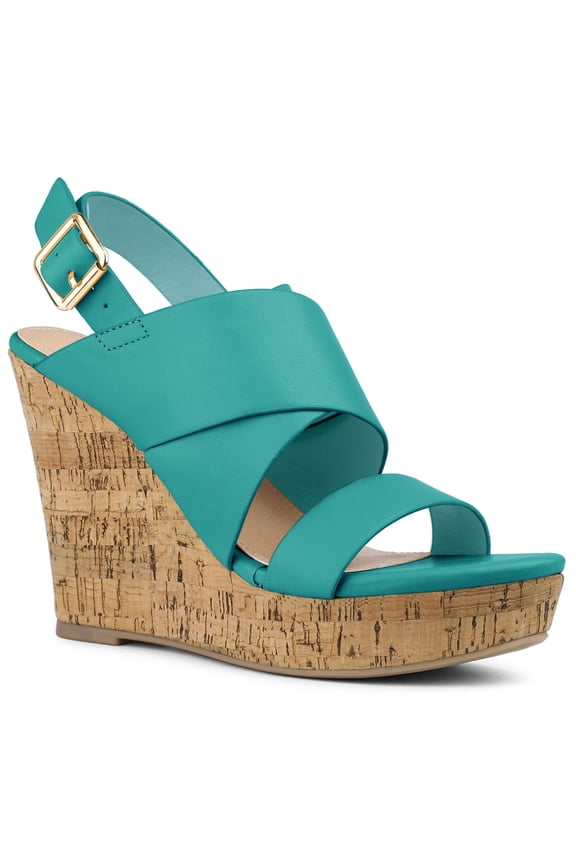 Women's Sandals Platform Heels Ankle Strap Wedges Sandals Lake Green 9