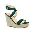 thumbnail image 1 of BLISSFUL STEP Women's Shoes Espadrille Wedge Slingback Crisscross Sandals Green 8.5, 1 of 8