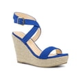 thumbnail image 1 of BLISSFUL STEP Women's Shoes Espadrille Wedge Slingback Crisscross Sandals Royal Blue 7.5, 1 of 8