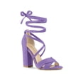 thumbnail image 1 of BLISSFUL STEP Women's Sandals Solid Crisscross Block Heels High Heel Lace up Sandals Purple 9, 1 of 7