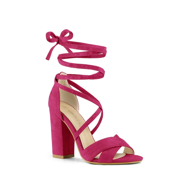 Allegra K Women s Sandals Solid Crisscross Block Heels High Heel