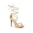 thumbnail image 1 of BLISSFUL STEP Women's Sandals Stiletto Heels Platform Heels Lace up Sandals Beige 9, 1 of 8