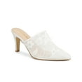 thumbnail image 1 of BLISSFUL STEP Women's Sandals Stiletto Heels Pointed Toe Lace Slide Mules White 7.5, 1 of 7