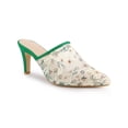 thumbnail image 1 of BLISSFUL STEP Women's Sandals Stiletto Heels Pointed Toe Lace Slide Mules White Green 8.5, 1 of 8