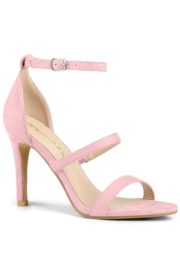 Women's Shoes Faux Suede Stiletto High Heel Open Toe Adjustable Ankle Strap Sandals  Pink 9
