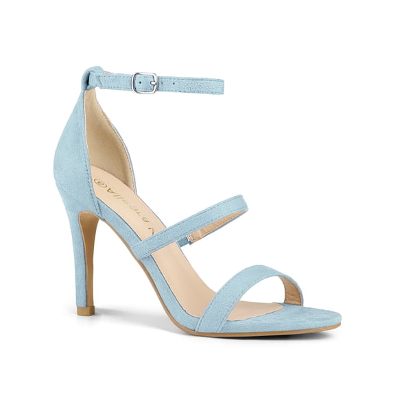 BLISSFUL STEP Women's Sandals Stiletto Heels Triple Straps High Heels Sandals