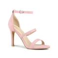 thumbnail image 1 of BLISSFUL STEP Women's Shoes Faux Suede Stiletto High Heel Open Toe Adjustable Ankle Strap Sandals  Pink 6, 1 of 7