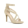thumbnail image 1 of BLISSFUL STEP Women Zipper Ankle Strap Stiletto Heel Sandals Beige 8, 1 of 7