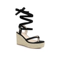 thumbnail image 1 of BLISSFUL STEP Women's Sandals Strappy Platform Slingback Flip Flops Wedge Sandals Black 8.5, 1 of 6