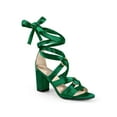 thumbnail image 1 of BLISSFUL STEP Women's Satin Lace Up Chunky High Heel Sandals Dark Green 8, 1 of 8