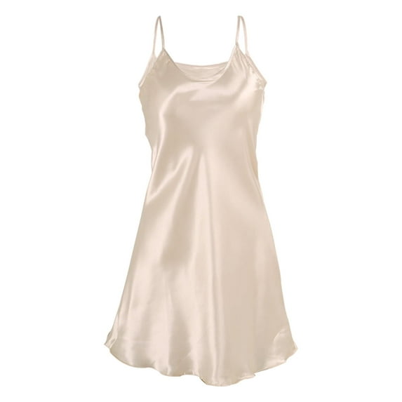 INSPIRE CHIC Women's Satin Slips Ruffles Hem Spaghetti Strap Plus Size Silky Camisole Nightgown Dress 3XL Champagne Color
