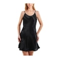 thumbnail image 1 of INSPIRE CHIC Women's Satin Slips Ruffles Hem Spaghetti Strap Plus Size Silky Camisole Nightgown Dress XL Black, 1 of 6