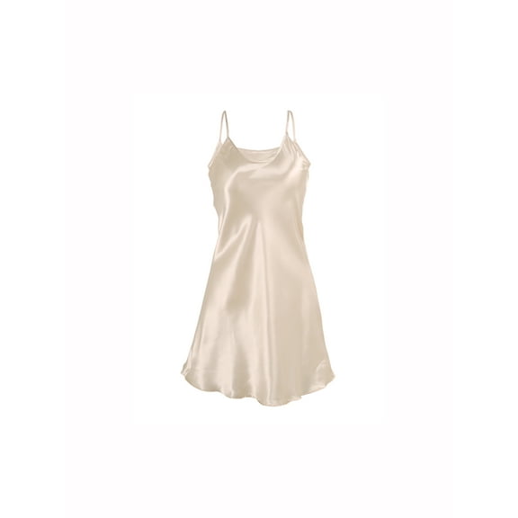 INSPIRE CHIC Women's Satin Slips Ruffles Hem Spaghetti Strap Plus Size Silky Camisole Nightgown Dress XL Champagne Color