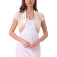 thumbnail image 1 of INSPIRE CHIC Women's Satin Trim Mesh Shrug Cap Sleeve Open Front Cropped Bolero Cardigan S Apricot, 1 of 6