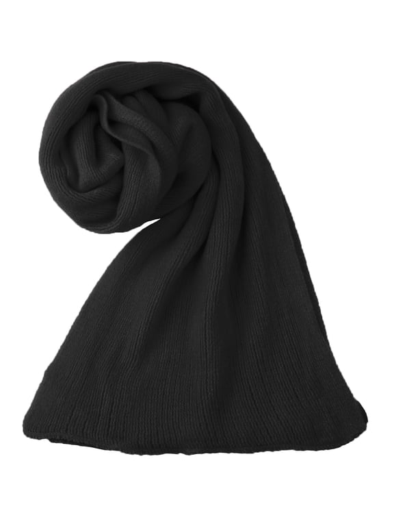 Women's Scarf Stylish Knitted Long Rectangle Shape Warm Winter Scarf Black 180x30cm/71x12"