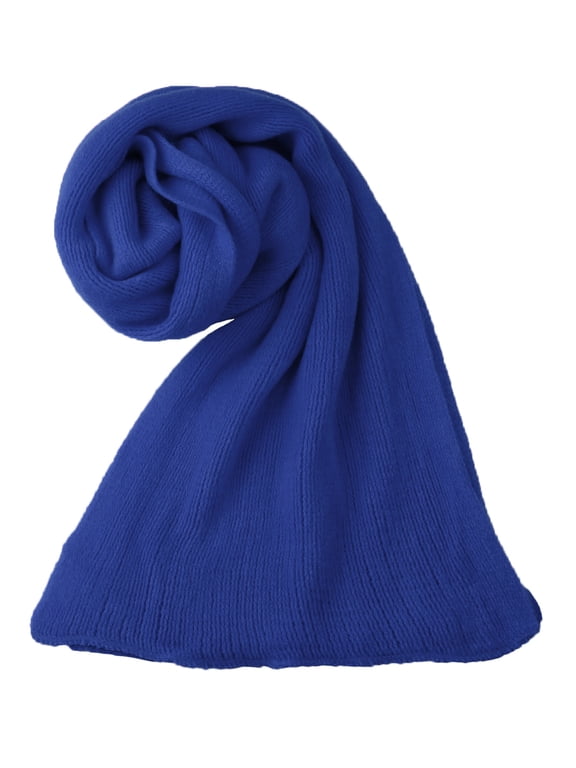 Women's Scarf Stylish Knitted Long Rectangle Shape Warm Winter Scarf Blue 180x30cm/71x12"