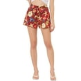 thumbnail image 1 of DARING DIVA Women's Self Bow Tie Elastic High Waist Summer Beach Culottes Shorts S Red-Floral, 1 of 6