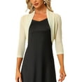 thumbnail image 1 of INSPIRE CHIC Women's Semi Sheer Tops Elegant 3/4 Sleeves Cardigan Bolero Shrug 3XL Apricot, 1 of 7