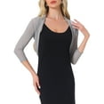 thumbnail image 1 of INSPIRE CHIC Women's Semi Sheer Tops Elegant 3/4 Sleeves Cardigan Bolero Shrug L Light Grey, 1 of 7