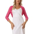 thumbnail image 1 of INSPIRE CHIC Women's Semi Sheer Tops Elegant 3/4 Sleeves Cardigan Bolero Shrug M Rose Red, 1 of 6