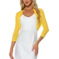 thumbnail image 1 of INSPIRE CHIC Women's Semi Sheer Tops Elegant 3/4 Sleeves Cardigan Bolero Shrug M Yellow, 1 of 7