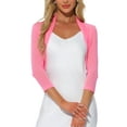 thumbnail image 1 of INSPIRE CHIC Women's Semi Sheer Tops Elegant 3/4 Sleeves Cardigan Bolero Shrug XS Pinks, 1 of 7