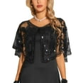 thumbnail image 1 of INSPIRE CHIC Women's Sequin Beaded Shawl Wraps Evening Cape Bridal Cover Ups M Black, 1 of 6