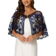 thumbnail image 1 of INSPIRE CHIC Women's Sequin Beaded Shawl Wraps Evening Cape Bridal Cover Ups M Royal Blue, 1 of 6