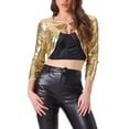 thumbnail image 1 of INSPIRE CHIC Women's Sequin Jacket Sparkly Party Long Sleeve Open Front Crop Shrug Bolero Cardigan, 1 of 6