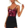 thumbnail image 1 of INSPIRE CHIC Women's Sequin Mesh Panel Sleeveless Clue Cami Top M Hot Pink, 1 of 6