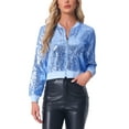 thumbnail image 1 of INSPIRE CHIC Women's Sequin Party Long Sleeve Zipper Up Cropped Bomber Jacket S Sky Blue, 1 of 5