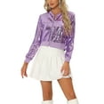thumbnail image 1 of INSPIRE CHIC Women's Sequin Party Long Sleeve Zipper Up Cropped Bomber Jacket XL Light Purple, 1 of 6