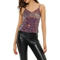 thumbnail image 1 of INSPIRE CHIC Women's Sequin Spaghetti Strap Crop Camisole Tank Tops L Purple, 1 of 8