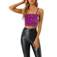 thumbnail image 1 of INSPIRE CHIC Women's Sequin Velvet Spaghetti Strap Club Party Crop Cami Top, 1 of 6