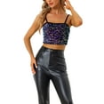 thumbnail image 1 of INSPIRE CHIC Women's Sequin Velvet Spaghetti Strap Club Party Crop Cami Top, 1 of 6