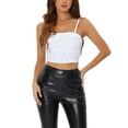 thumbnail image 1 of INSPIRE CHIC Women's Sequin Velvet Spaghetti Strap Club Party Crop Cami Top, 1 of 6