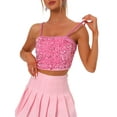 thumbnail image 1 of INSPIRE CHIC Women's Sequin Velvet Spaghetti Strap Club Party Crop Cami Top, 1 of 6