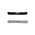 thumbnail image 1 of INSPIRE CHIC Lady Sequins Decor Metal Interlooking Buckles Elastic Waist Belt 19.68" to 29.52" Silver & Black, 1 of 7