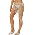 thumbnail image 1 of INSPIRE CHIC Women's Hollow Out Tassle Skirts Beach Cover Up Fish Net Wrap Mesh Sheer Maxi Sarong Swimwear M Beige, 1 of 5