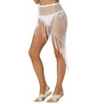 thumbnail image 1 of INSPIRE CHIC Women's Hollow Out Tassle Skirts Beach Cover Up Fish Net Wrap Mesh Sheer Maxi Sarong Swimwear XS White, 1 of 5